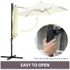 Outsunny 2.5M Garden Cantilever Parasol, Offset Roma Patio Umbrella Hanging Sun Shade Canopy Shelter with 360 Rotation and Cross Base, Beige