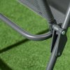 Outsunny Garden Bistro Set, 3 Pieces Table and Chairs Set, Outdoor Garden Furniture with Foldable Breathable Mesh Fabric Armchairs & Glass Top Coffee Table, Dark Grey