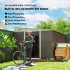 Outsunny 11.3 x 9.2ft Lean to Metal Garden Shed with Double Sliding Doors, Outdoor Galvanised Tool Storage House with 2 Air Vents, Grey