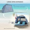 Outsunny Pop Up Tent Beach Tent for 2-3 Person, UPF15+ Easy Set Up Sun Shelter with Extended Floor, Sandbags, Mesh Windows and Carry Bag, Light Blue