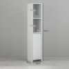 HOMCOM Narrow Bathroom Cabinet, Slim Bathroom Storage Unit with Open Compartment, Freestanding Storage Cupboard for Small Spaces, 30 x 30 x 160 cm, White