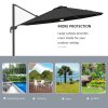 Outsunny 3(m) Cantilever Roma Parasol Garden Sun Umbrella Outdoor Patio with 360 Rotation Crank & Tilt Aluminium Frame LED Solar Light Cross Base, Dark Grey