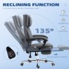 HOMCOM Executive Office Chair, High Back Computer Desk Chair with Adjustable Headrest, Footrest, Reclining Office Chair, Dark Grey