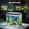 PawHut Fish Tank, 26L Glass Aquarium with Filter System, LED Lights, Water Pump, Betta Fish Tank for Goldfish, Shrimps, White