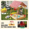 AIYAPLAY Wooden Kids Sandpit, Boat Sandbox with Canopy, Seats, Rudder & Non-woven Fabric Bottom Liner, Outdoor Sand Pit for Children 3-8 Years, for Garden, Grass, Beach, Yellow