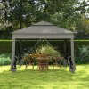 Outsunny 3 x 3(m) Pop Up Gazebo, Double-roof Garden Tent with Netting and Carry Bag, Party Event Shelter for Outdoor Patio, Dark Grey