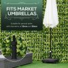 Outsunny Heavy Duty Garden Parasol Base Stand with Wheels, 18kg Sand or 16kg Water Filled Patio Umbrella Base Square Outdoor Umbrella Stand Holder, Black