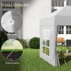 Outsunny 2 x 2 m Garden Pop Up Gazebo, Wedding Party Tent Marquee, Water Resistant Awning Canopy with Sidewalls, Windows, Carry Bag, White