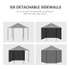 Outsunny 4m Hexagonal Gazebo Canopy Party Tent with 6 Removable Side Walls for Outdoor Event with Windows and Doors, White