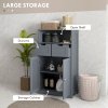 kleankin Bathroom Cabinet with Drawers, Bathroom Storage Cabinet with Louvred Doors, Open Compartment and Adjustable Shelf for Washroom