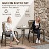 Outsunny 3 Pieces Patio Bistro Set, Garden Furniture Set with Stackable Chairs, Tempered Glass Table, Rust Resistant for Outdoor, Balcony, Patio, Garden, Dark Brown