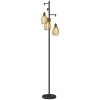 HOMCOM 3-Light LED Floor Lamp, 170cm Industrial Dimmable Standing Lamp with Steel Wire Cage Lampshades, 2700K for Living Room, Bedroom, Dining Room, Study, Black