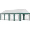 Outsunny 8 x 4m Garden Gazebo with Sides, Galvanised Marquee Party Tent with Eight Windows and Double Doors, for Parties, Wedding and Events