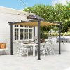 Outsunny 3 x 3(m) Pergola with Retractable Roof, Aluminium Frame Garden Gazebo Canopy Outdoor Sun Shade Shelter for Grill, Patio, Deck, Khaki