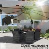 Outsunny 3.7 x 2.7 m Cantilever Parasol w/ 360 Rotation and Easy Tilt Adjustment, Aluminium Hanging Offset Outdoor Umbrella w/ Double Top and Cross Base, UPF50+ Hanging Sun Shade, Grey Wood Effect