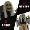 HOMCOM 160cm Witch Outdoor Halloween Decoration, Halloween Animatronic with Sound Activated, Light Up Eyes, Sound Effects, Animated Prop for Haunted House