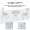 Outsunny 3 Pieces Antique Garden Bistro Set for 2, Cast Aluminium Garden Furniture Set with Umbrella Hole for Balcony, Porch, Patio, White