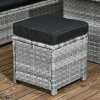 Outsunny 5 Pieces PE Rattan Garden Furniture Set with Corner Sofa, Patio Sofa Set with Glass Table, Stools, Cushions, for Poolside, Mixed Grey