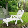 Outsunny Folding Sun Lounger with Wheels, 5-Position Adjustable Outdoor Deck Chair Furniture, Garden Beach Patio Pool Lounger Recliner Seat, White