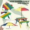 Outsunny Kids Picnic Table Wooden Garden Furniture Bench with Removable Umbrella Outdoor, for Ages 3-6 Years - Multicoloured
