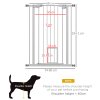 PawHut Extra Tall Dog Gate with Cat Flap, Pet Safety Gate for Doorways Stairs with Auto Close Double Locking, 104 cm Tall 74-80 cm Wide, White