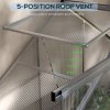 Outsunny 6 x 2.5ft Polycarbonate Greenhouse, Walk-In Green House with Sliding Door, 5-Level Roof Vent, Rain Gutter, Garden Plants Grow House with Aluminium Frame and Foundation, Silver