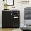 Vinsetto Filing Cabinet with Locking Doors & Shelves, 2-Tier Lockable Storage Cabinet with 2 Keys for Home Office, 80W x 40D x 80H cm, Black