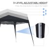 Outsunny 3 M x 3 M Base/ 2.5 M x 2.5 M Top Pop Up Gazebo, 2 Person Setup Instant with Carry Bag, Height Adjustable Slant Leg Party Tent Instant Event Shelter for Garden, Patio, Black