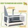 PawHut Wooden Tortoise House with Storage Shelf, Tortoise Enclosure Habitat with Clear Windows, Lamp Holder, Openable Top, Built-in Tray, for Indoor Use, Grey
