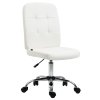 Vinsetto Armless Office Chair, Faux Leather Desk Chair with Adjustable Height, Button Tufted, White