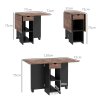 HOMCOM Folding Dining Table, Drop Leaf Table for Small Spaces, Foldable Table with Drawer and Storage Shelves for Kitchen, Dining Room, Rustic Brown