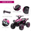 HOMCOM 12V Electric Quad Bike for Kids Ride On Car Toy, with Forward Reverse Functions, LED Headlights, Music, for Ages 3-5 Years - Pink