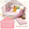 AIYAPLAY Toddler Bed, Cute Animal-Themed Kids Bed Frame with Safety Rails, Kids Bedroom Furniture, 143 x 77 x 60cm, Pink
