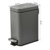 HOMCOM 5L Rectangular Compact Bin Steel Body Removable Bucket Quiet-Close Lid w/ Pedal Lid Rubbish Trash Can Home Office Bedroom Bathroom Living Room Garbage Tidy Clean 