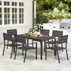 Outsunny 7 Piece Garden Furniture Set, 160 x 80 cm Rectangle Table and 6 Stackable Chairs Set, Outdoor Dining Set for Balcony, Deck, Dark Brown