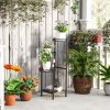 Outsunny 4 Tiered Plant Stand, Tall Metal Plant Shelf, Corner Plant Holder Display Rack for Living Room, Balcony, Garden, Patio