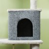 PawHut Cat Tree for Indoor Cats, 132cm Cat Tower with Scratching Posts and Pad, Cat Bed, Cat House, Jumping Platform, Grooming Brush, Toy Balls, Anti-Tip Kit, Cat Climbing Frame, Light Grey