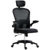 Vinsetto High Back Office Chair, Mesh Computer Desk Chair with Rotatable Headrest, 4D Lumbar Support, Flip-up Arm, Adjustable Height, Black