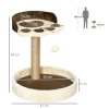 PawHut Cat Tree, 44cm Cat Tower, Cat Tree for Indoor Cats, with Sisal Cat Scratching Post, Platforms, Toy Ball - Brown