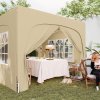 Outsunny 3 x 3(m) Pop Up Gazebo with Sides and Carry Bag, UPF50+, Height Adjustable Party Tent Instant Event Shelter for Garden, Outdoor, Patio, Sand
