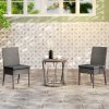 Outsunny 2 Pieces PE Rattan Garden Chairs with Cushion, Patio Wicker Dining Chairs with Backrest for Patio, Deck, Garden, Dark Grey