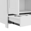 PawHut Pet Feeding Station with Storage, Dog Feeding Station with Raised Dog Bowls, Adjustable Panel, Hooks, Pet Food Storage Cabinet, White