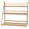 Outsunny 3-Tier Bamboo Plant Stand, Folding Plant Rack, Display Plant Shelf for Indoor & Outdoor Use, 98 x 37 x 96.5cm, Natural