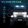 AIYAPLAY Kids Ride On Car, 12V Battery Powered Electric Truck with 4 Spring Suspension Wheels, Parental Remote Control, Music Horn LED Lights, White