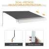 Outsunny 4 x 3(m) Electric or Manual Retractable Awning, Half Cassette, with Remote Controller, Manual Crank Handle and Aluminium Frame, Sun Canopies for Patio Deck Door Window, Grey