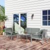 Outsunny 4 Pieces Garden Furniture Set with Cushions, Wooden Garden Sofa Set with 1 Loveseat, 2 Armchairs and 1 Coffee Table, Outdoor Table and Chairs for Conservatory, Balcony, Patio, Light Grey