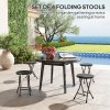 Outsunny Folding Stool Set of 4, Decorative Garden Stool Chair with Safety Latch, Foldable Garden Stools with Powder-Coated Steel Legs HDPE Seat and Handle for Indoor and Outdoor, Charcoal Grey