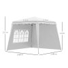 Outsunny 2.4 x 2.4m Pop Up Gazebo Canopy Tent with 2 Sidewalls and Carry Bag, Height Adjustable, UV50+ Party Tent Event Shelter for Garden, Patio, White