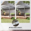 Outsunny 4 x 3(m) Metal Outdoor Pergola with Retractable Roof, Outdoor Gazebo with Drainage Holes for Garden, Patio, Lawn, Grey