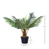 Outsunny 60cm/2FT Artificial Palm Tree Decorative Plant 8 Leaves with Nursery Pot, Fake Tropical Tree for Indoor Outdoor D??cor